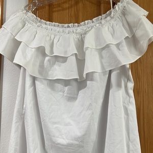 White cotton double trim summer dress